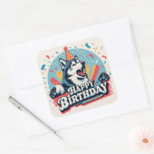 Sticker Carré Chien malamué de l'Alaska coloré (Enveloppe)