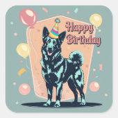 Sticker Carré Chien Malinois Belge Coloré (Devant)