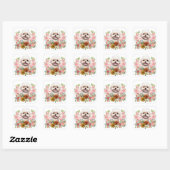 Sticker Carré Chien maltais aux fleurs, Chien maltais mignon (Feuille)