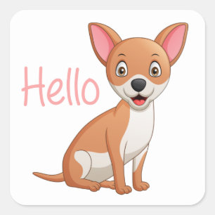 Sticker Carré Chien Mignon Chien Chihuahua de Dessin Animé Bonjo