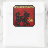 Sticker Carré Chien mignon chinois Année Zodiac Anniversaire Sq. (Sac)