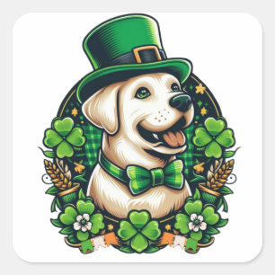 Sticker Carré Chien mignon de la Saint Patrick