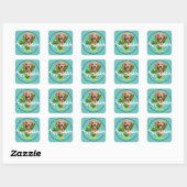 Sticker Carré Chien mignon Dreamy Golden Retriever (Feuille)