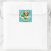 Sticker Carré Chien mignon Dreamy Golden Retriever (Sac)