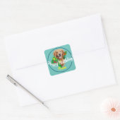 Sticker Carré Chien mignon Dreamy Golden Retriever (Enveloppe)