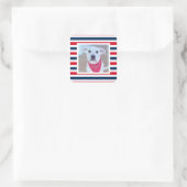 Sticker Carré Chien mignon Rouge Blanc Bleu Bleu Rayures Patriot (Sac)