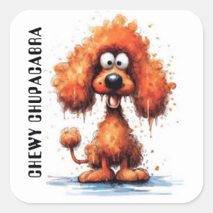 Sticker Carré Chien monstre amusant : Chupacabra Chewy