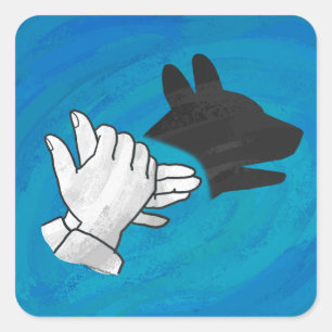 Sticker Carré Chien Ombré sur bleu