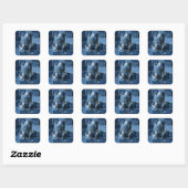 Sticker Carré Chien Patchwork Art Denim (Feuille)