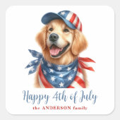 Sticker Carré Chien patriotique rouge blanc bleu États-Unis Drap (Devant)
