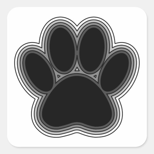 Sticker Carré Chien Paw Avec Plan (Devant)