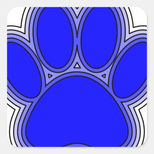 Sticker Carré Chien Paw En Bleu Avec Contours (Devant)