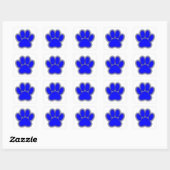 Sticker Carré Chien Paw En Bleu Avec Contours (Feuille)