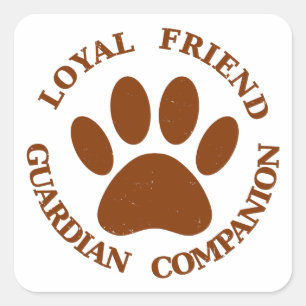 Sticker Carré Chien Paw Loyal Friend