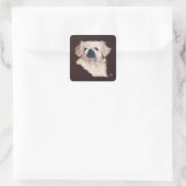 Sticker Carré Chien Pékinois Blanc (Sac)