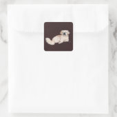 Sticker Carré Chien Pékinois Blanc (Sac)