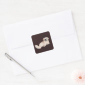 Sticker Carré Chien Pékinois Blanc (Enveloppe)