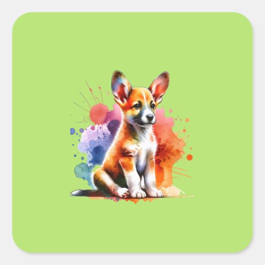 Sticker Carré Chien Podengo portugais (Devant)