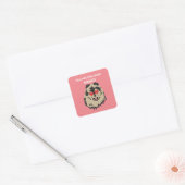 Sticker Carré Chien Pomeranian Valentine Heart (Enveloppe)