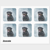 Sticker Carré Chien Rottweiler (Feuille)
