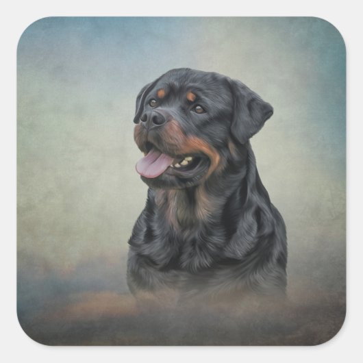 Sticker Carré Chien Rottweiler (Devant)