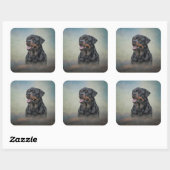 Sticker Carré Chien Rottweiler (Feuille)