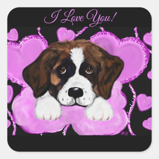 STICKER CARRÉ CHIEN SAINT-BERNARD (Devant)