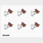 Sticker Carré Chien Silhouette main Brown (Feuille)