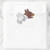 Sticker Carré Chien Silhouette main Brown (Sac)