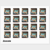 Sticker Carré Chien sur Lit (Feuille)