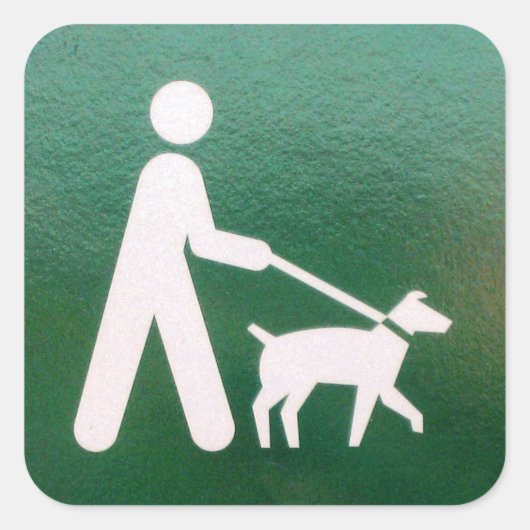 Sticker Carré Chien sur un panneau en laisse (Devant)
