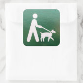 Sticker Carré Chien sur un panneau en laisse (Sac)