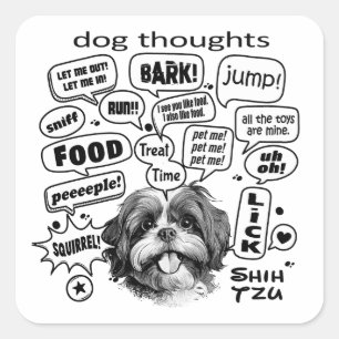 Sticker Carré Chien Thoughts - Chih Tzu