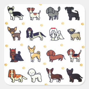 Sticker Carré Chien, Toutou, Chiots