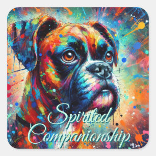 Sticker Carré Chien Turquoise Bleu Chien de la boîte d'art pop c