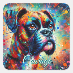 Sticker Carré Chien Turquoise Bleu Chien de la boîte d'art pop c