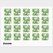 Sticker Carré Chien Westie Dots Vert (Feuille)