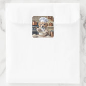 Sticker Carré Chiengolden Retriever chiot (Sac)