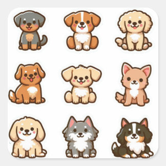 Sticker Carré Chiens