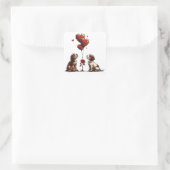 Sticker Carré Chiens Beagles de la Saint-Valentin (Sac)