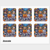 Sticker Carré Chiens beagles en costume d'Halloween (Feuille)