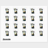 Sticker Carré Chiens cool avec pot d'or (Feuille)
