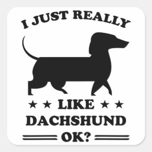 Sticker Carré Chiens Dachshund Dogs Drôle mignon Poignard Poign