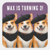 Sticker Carré Chiens De Corgi Chic Chic Vous Souhaitent Bon Anni (Devant)