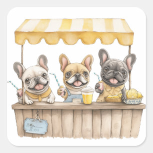 Sticker Carré Chiens De France En Tête De Lemonade