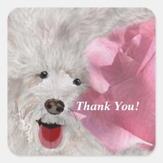 Sticker Carré Chiens et Roses (Devant)