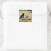 Sticker Carré Chiens jouant (Sac)