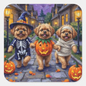 Sticker Carré Chiens Pekingese Trick or Treating Halloween Costu (Devant)