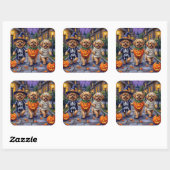 Sticker Carré Chiens Pekingese Trick or Treating Halloween Costu (Feuille)