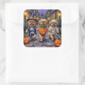 Sticker Carré Chiens Pekingese Trick or Treating Halloween Costu (Sac)